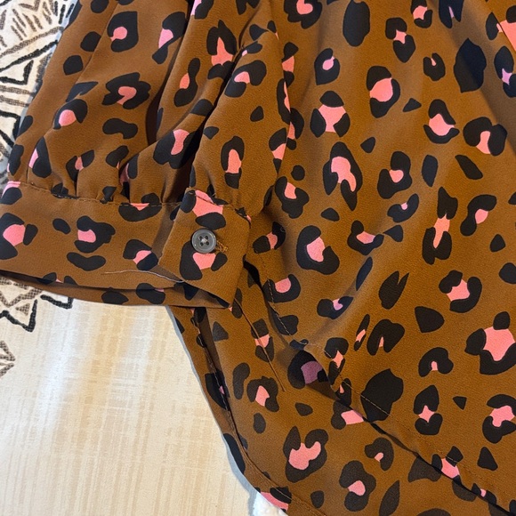 J.Crew Brown and Pink Leopard Print Blouse - Picture 5 of 7